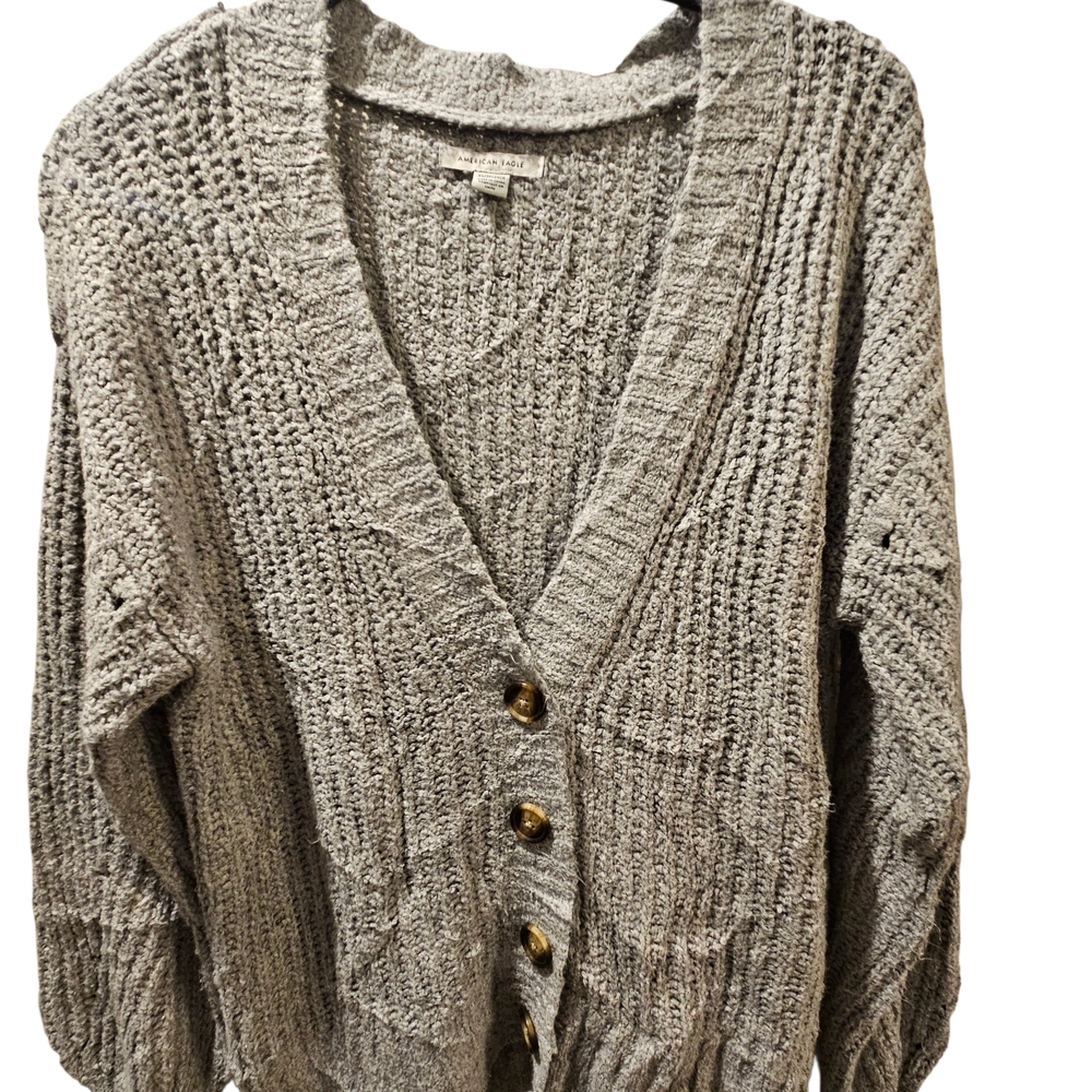 American Eagle Outfitters Gray Button-Up Cardigan